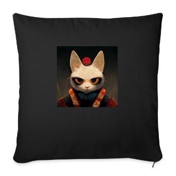 Cat Samurai Japanese - Sofa pillowcase 17,3'' x 17,3'' (45 x 45 cm) - black - Front