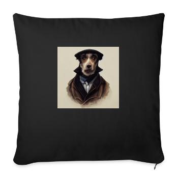 Hund Sherlock Vintage Jäger - Sofakissenbezug 45 x 45 cm - Schwarz - Vorne