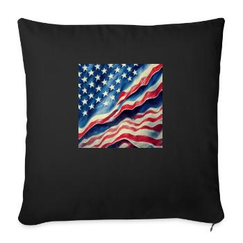 American flag logo - Sofa pillowcase 17,3'' x 17,3'' (45 x 45 cm) - black - Front