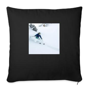 Skifahrer in tiefem Pulverschnee - Sofakissenbezug 45 x 45 cm - Schwarz - Vorne
