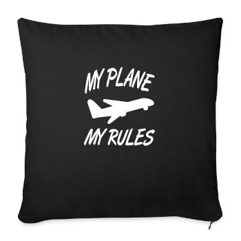 Airplane - Sofa pillowcase 17,3'' x 17,3'' (45 x 45 cm) - black - Front