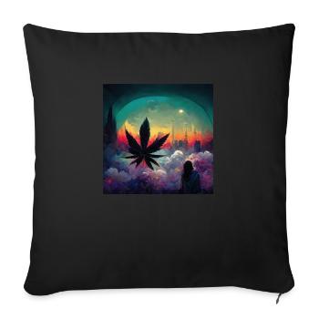 Rêves de cannabis - Housse de coussin décorative 45 x 45 cm - noir - Devant