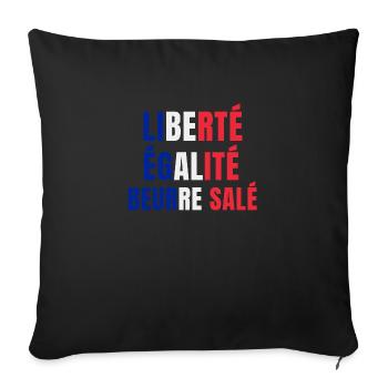 Liberté égalité beurre salé - Housse de coussin décorative 45 x 45 cm - noir - Devant