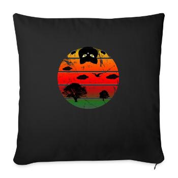 Coucher de soleil Chat - Housse de coussin décorative 45 x 45 cm - noir - Devant