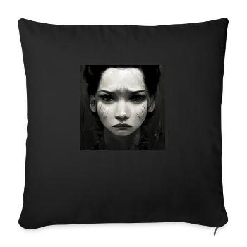 Portrait du triste, Andgy Mädchens - Housse de coussin décorative 45 x 45 cm - noir - Devant