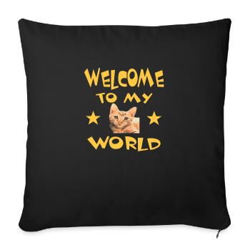Chat - Housse de coussin décorative 45 x 45 cm - noir - Devant