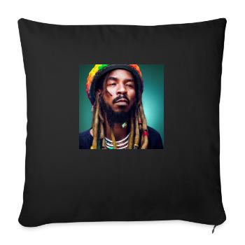 Rastafarian portrait - Sofa pillowcase 17,3'' x 17,3'' (45 x 45 cm) - black - Front