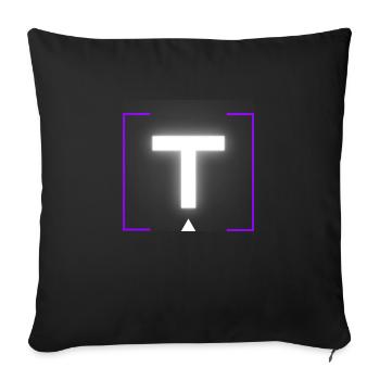 Lettre « T » - Housse de coussin décorative 45 x 45 cm - noir - Devant