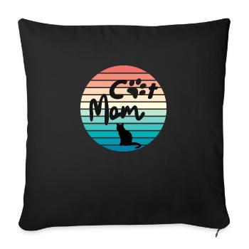 Cat Mom Retro - Sofakissenbezug 45 x 45 cm - Schwarz - Vorne