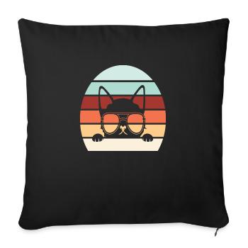 French Bulldog Vintage Retro - Sofa pillowcase 17,3'' x 17,3'' (45 x 45 cm) - black - Front