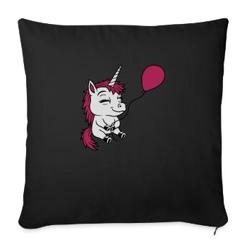 Happy Balloon Unicorn Comic - Sofa pillowcase 17,3'' x 17,3'' (45 x 45 cm) - black - Front