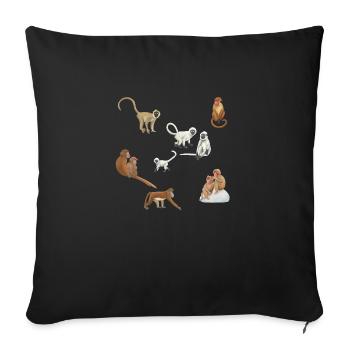 Singes asiatiques - Housse de coussin décorative 45 x 45 cm - noir - Devant