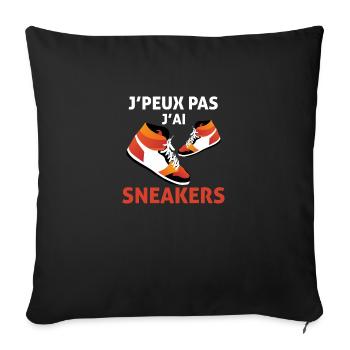 je peux pas j'ai Sneakers - Housse de coussin décorative 45 x 45 cm - noir - Devant