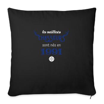 Anniversaire chasseur 1991 - Housse de coussin décorative 45 x 45 cm - noir - Devant