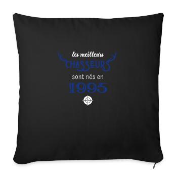 Anniversaire chasseur 1995 - Housse de coussin décorative 45 x 45 cm - noir - Devant