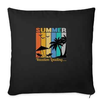 Summer Vacation Loading... - Sofa pillowcase 17,3'' x 17,3'' (45 x 45 cm) - black - Front