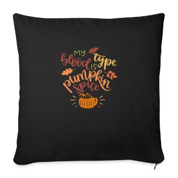 mon groupe sanguin est l’épice de citrouille - Housse de coussin décorative 45 x 45 cm - noir - Devant