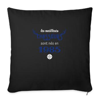 Anniversaire chasseur 1985 - Housse de coussin décorative 45 x 45 cm - noir - Devant