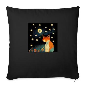 Fox in the moonlight - Sofa pillowcase 17,3'' x 17,3'' (45 x 45 cm) - black - Front