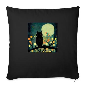 Owl in the moonlight - Sofa pillowcase 17,3'' x 17,3'' (45 x 45 cm) - black - Front