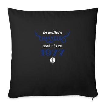 Anniversaire chasseur 1977 - Housse de coussin décorative 45 x 45 cm - noir - Devant