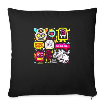 Cartoon face comic cartoon humor smile - Sofa pillowcase 17,3'' x 17,3'' (45 x 45 cm) - black - Front
