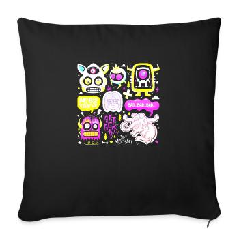 Cartoon face comic cartoon humor smile - Sofa pillowcase 17,3'' x 17,3'' (45 x 45 cm) - black - Front