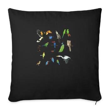 Asia's birds - Sofa pillowcase 17,3'' x 17,3'' (45 x 45 cm) - black - Front