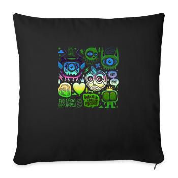 crazy face face happy cartoon happy face cartoon - Sofa pillowcase 17,3'' x 17,3'' (45 x 45 cm) - black - Front