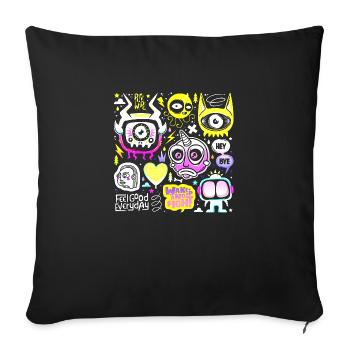 crazy face face happy cartoon happy face cartoon - Sofa pillowcase 17,3'' x 17,3'' (45 x 45 cm) - black - Front