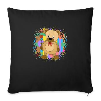Teddy bear - Sofa pillowcase 17,3'' x 17,3'' (45 x 45 cm) - black - Front