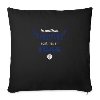 Anniversaire chasseur 1944 - Housse de coussin décorative 45 x 45 cm - noir - Devant