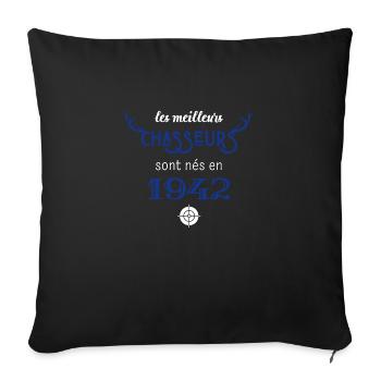 Anniversaire chasseur 1942 - Housse de coussin décorative 45 x 45 cm - noir - Devant