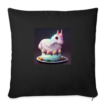 Cake en forme de licorne - Housse de coussin décorative 45 x 45 cm - noir - Devant