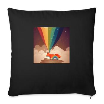 Fuchs Regenbogen - Sofakissenbezug 45 x 45 cm - Schwarz - Vorne