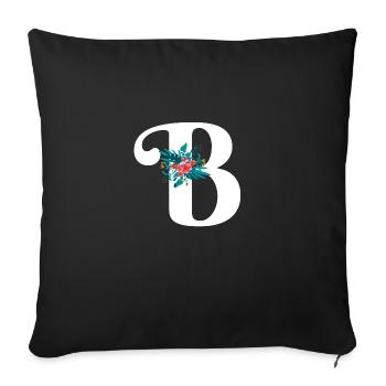 letter B flowered - Sofa pillowcase 17,3'' x 17,3'' (45 x 45 cm) - black - Front