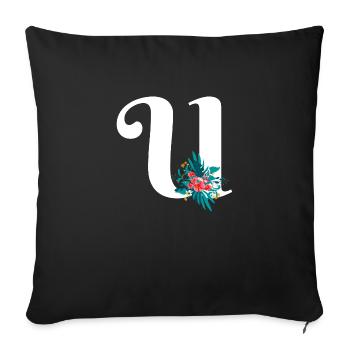 letter U flowered - Sofa pillowcase 17,3'' x 17,3'' (45 x 45 cm) - black - Front