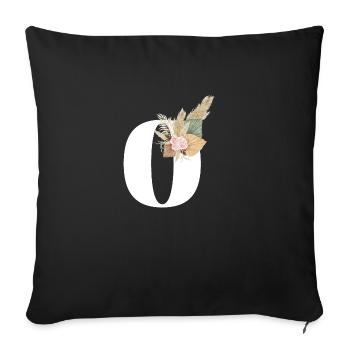 letter O flowers - Sofa pillowcase 17,3'' x 17,3'' (45 x 45 cm) - black - Front