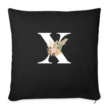 letter X flowered - Sofa pillowcase 17,3'' x 17,3'' (45 x 45 cm) - black - Front
