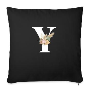 letter Y flowers - Sofa pillowcase 17,3'' x 17,3'' (45 x 45 cm) - black - Front