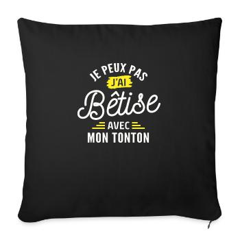 je peux pas j ai bêtise avec mon tonton - Housse de coussin décorative 45 x 45 cm - noir - Devant