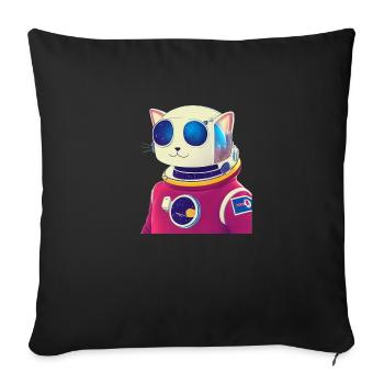 Space Cat - Sofa pillowcase 17,3'' x 17,3'' (45 x 45 cm) - black - Front