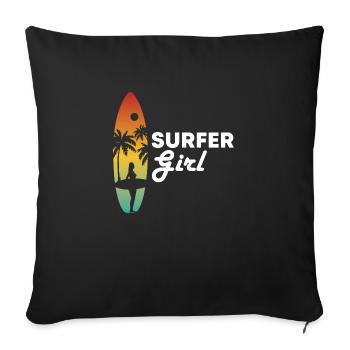Surfer Girl Planche de surf Surfing Idée cadeau - Housse de coussin décorative 45 x 45 cm - noir - Devant