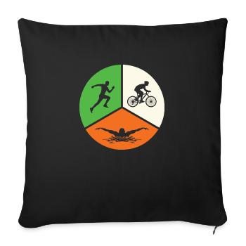 Natation Vélo Course à pied - Housse de coussin décorative 45 x 45 cm - noir - Devant