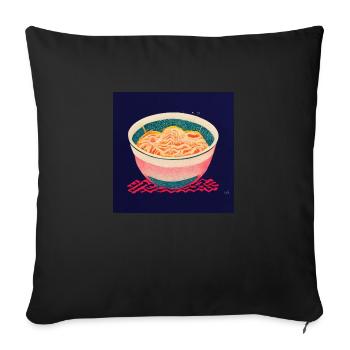 Anime Ramen japonais - Housse de coussin décorative 45 x 45 cm - noir - Devant