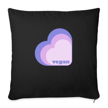 Vegan Lilac Heart - Sofa pillowcase 17,3'' x 17,3'' (45 x 45 cm) - black - Front