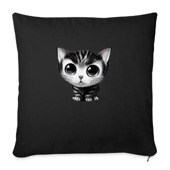 winzige Katze gezeichnet - Sofakissenbezug 45 x 45 cm - Schwarz - Vorne