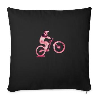 Mountainbiken bergab - Sofakissenbezug 45 x 45 cm - Schwarz - Vorne