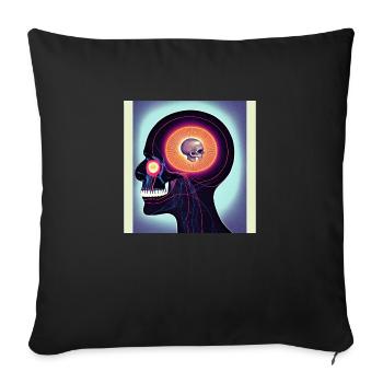 mèmes lsd de champignons psychédéliques du crâne du crâne - Housse de coussin décorative 45 x 45 cm - noir - Devant