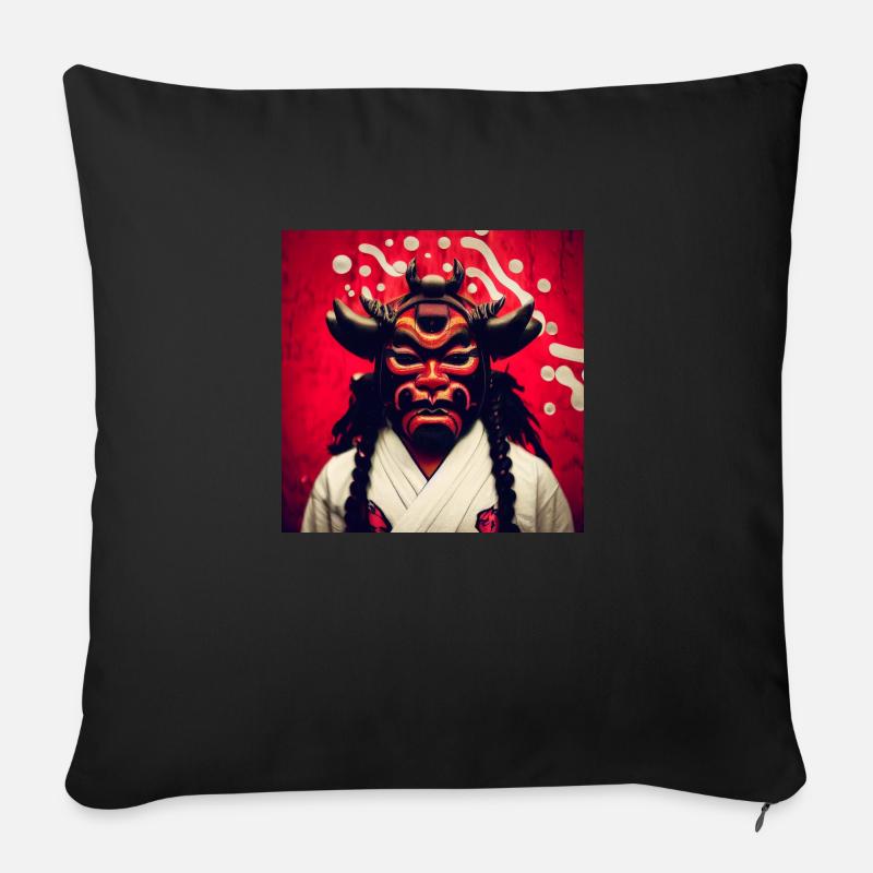Japan Maske Hannya Dämon Judo Kampf Krieger Teufel - Sofakissenbezug 45 x 45 cm - Schwarz
